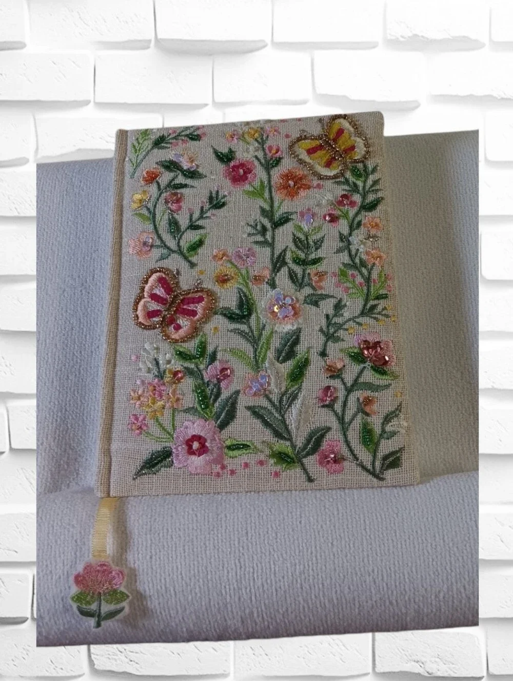 Butterfly & Flowers Fabric Cover Journal